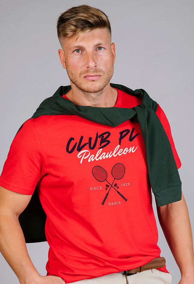 Camiseta roja hombre Club París tenis