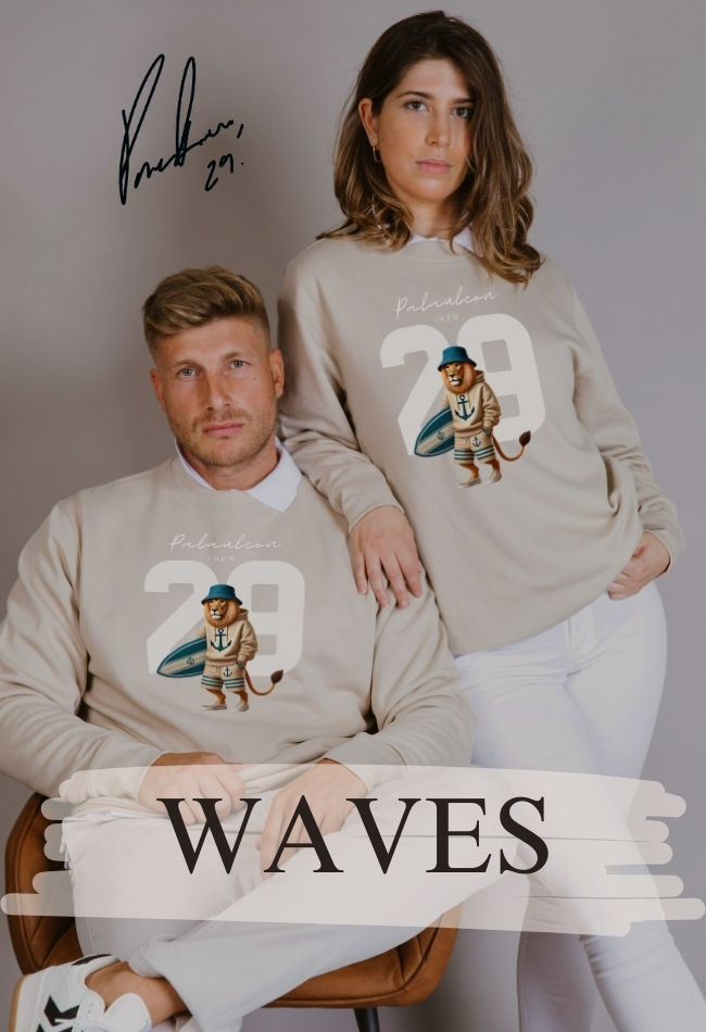 Sudadera beige exclusiva edición limitada para hombre y mujer cápsula Waves