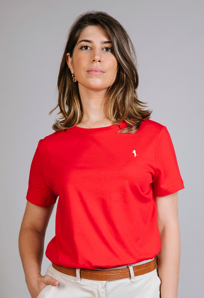 Camiseta básica mujer manga corta color rojo