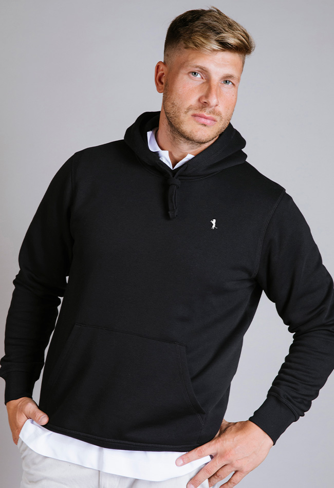 Sudadera con capucha para hombre básica color negra