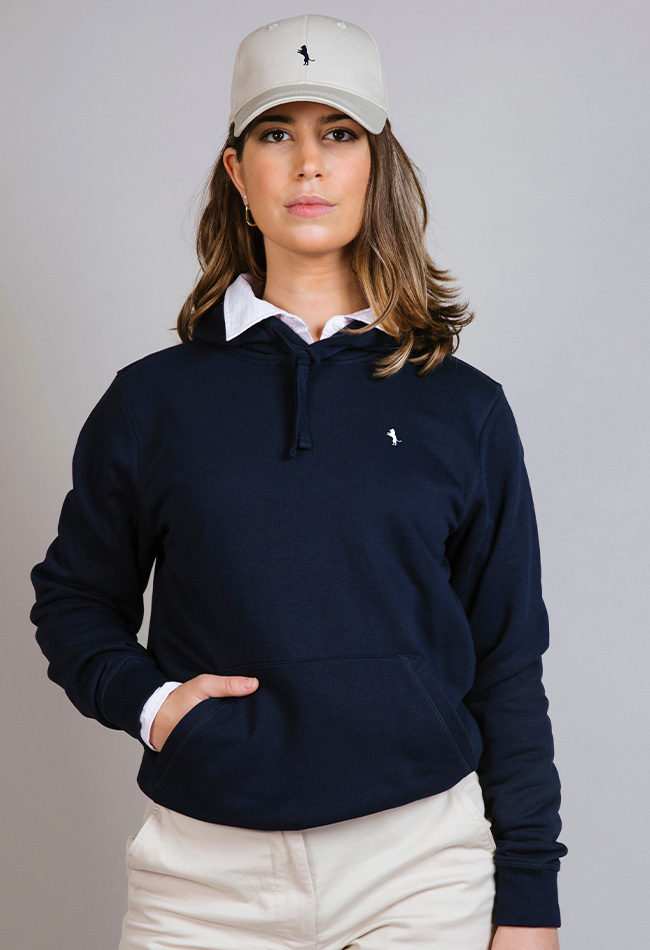 Sudadera con capucha para mujer básica color azul marino