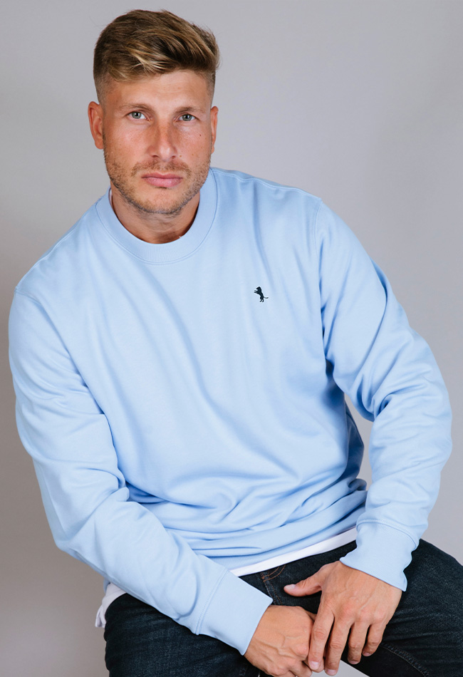 Sudadera para hombre básica en color azul pastel