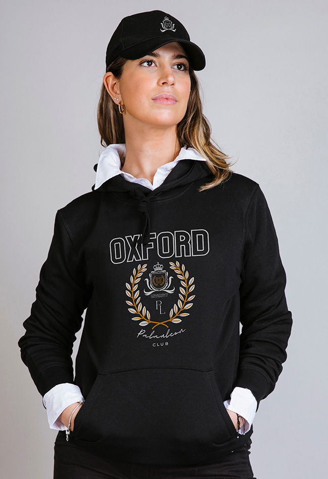 Sudadera con capucha para mujer color negra Oxford