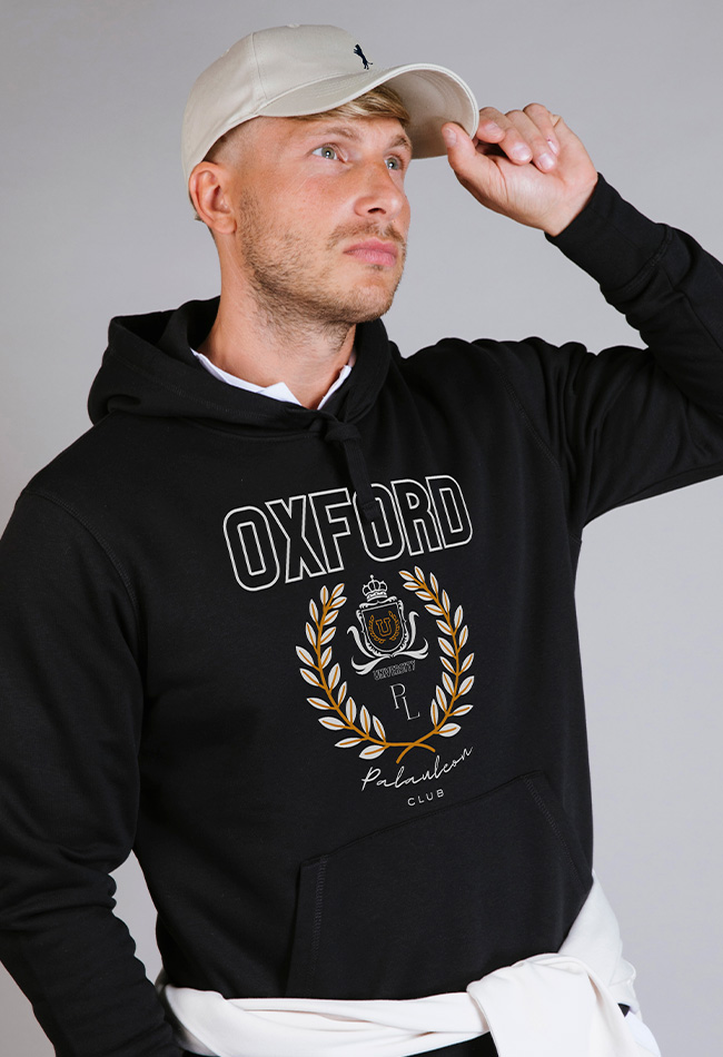 Sudadera con capucha para hombre color negra Oxford