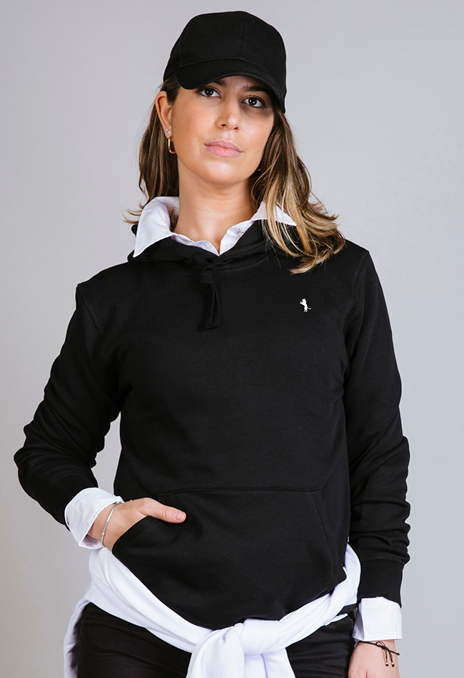 Sudadera con capucha para mujer básica color negra