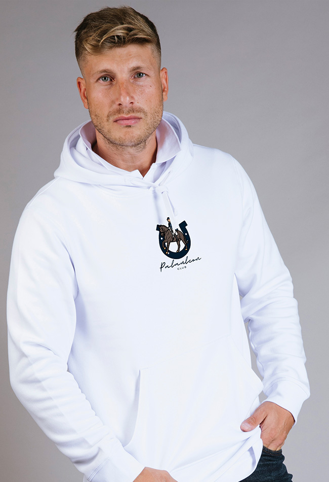 Sudadera con capucha para hombre color blanca Equine