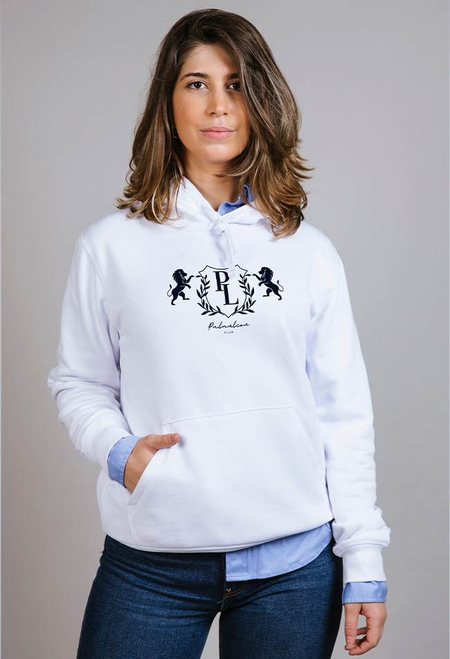 Sudadera con capucha para mujer color blanca Lion