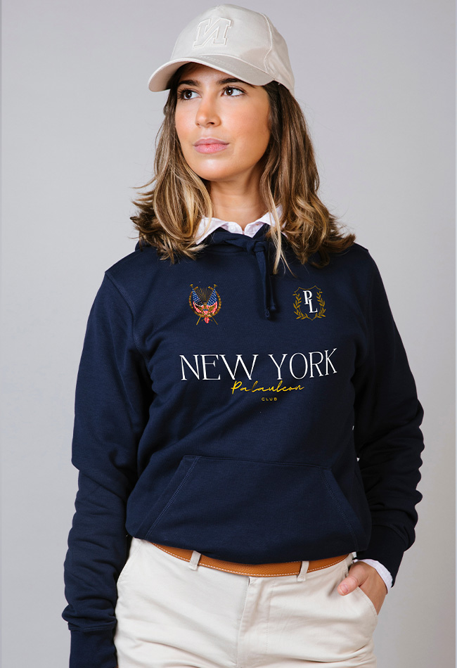 Sudadera con capucha para mujer color azul marino New York