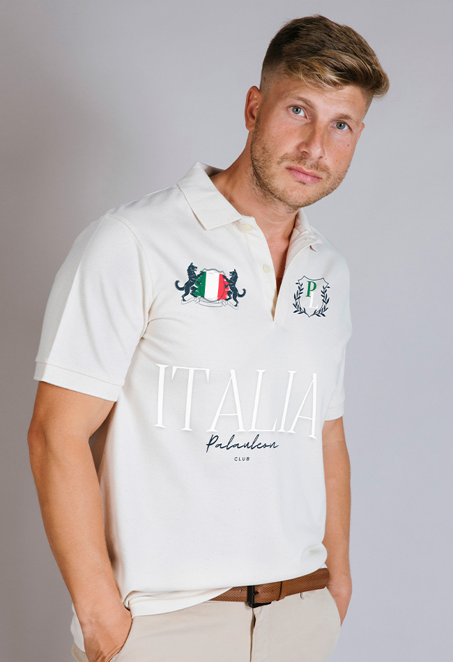 Polo hombre manga corta Beige Italia