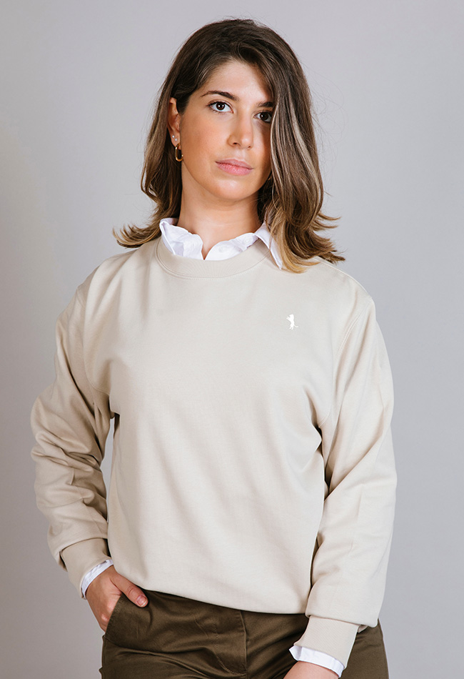 Sudadera básica para mujer en color beige