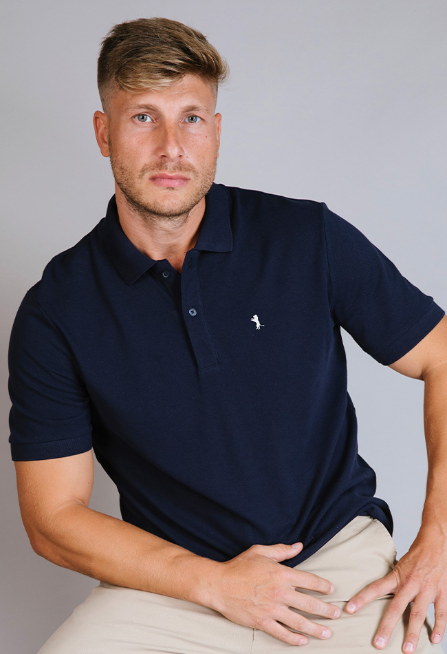 Polo básico manga corta para hombre color azul marino