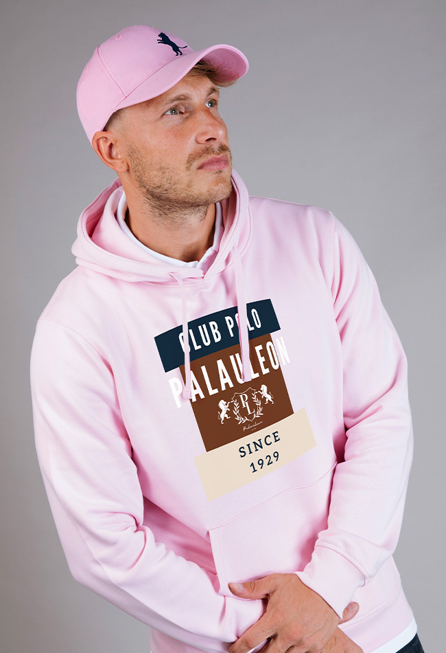 Sudadera con capucha hombre rosa pastel Since 1929