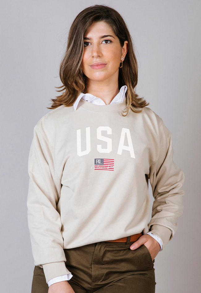 Sudadera para mujer color beige USA