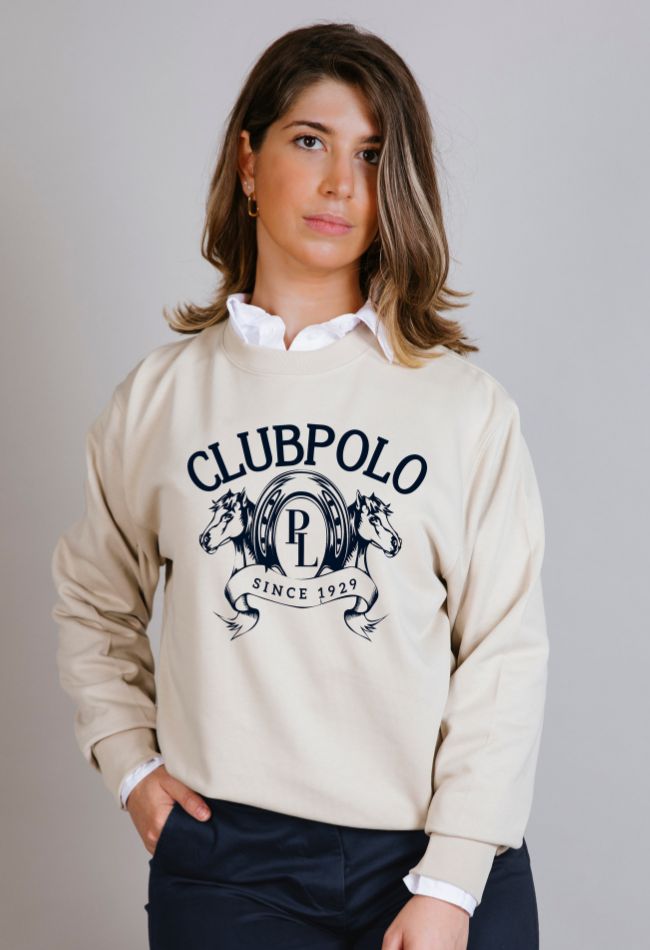 Sudadera Club Polo para mujer en color beige nueva colección de PalauLeon. Compra ahora con Envío gratis.