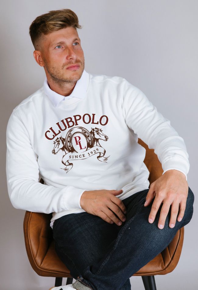 Sudadera Polo Club para hombre en color blanco nueva colección PalauLeon con toques burdeos. Compra ahora con Envío gratis.