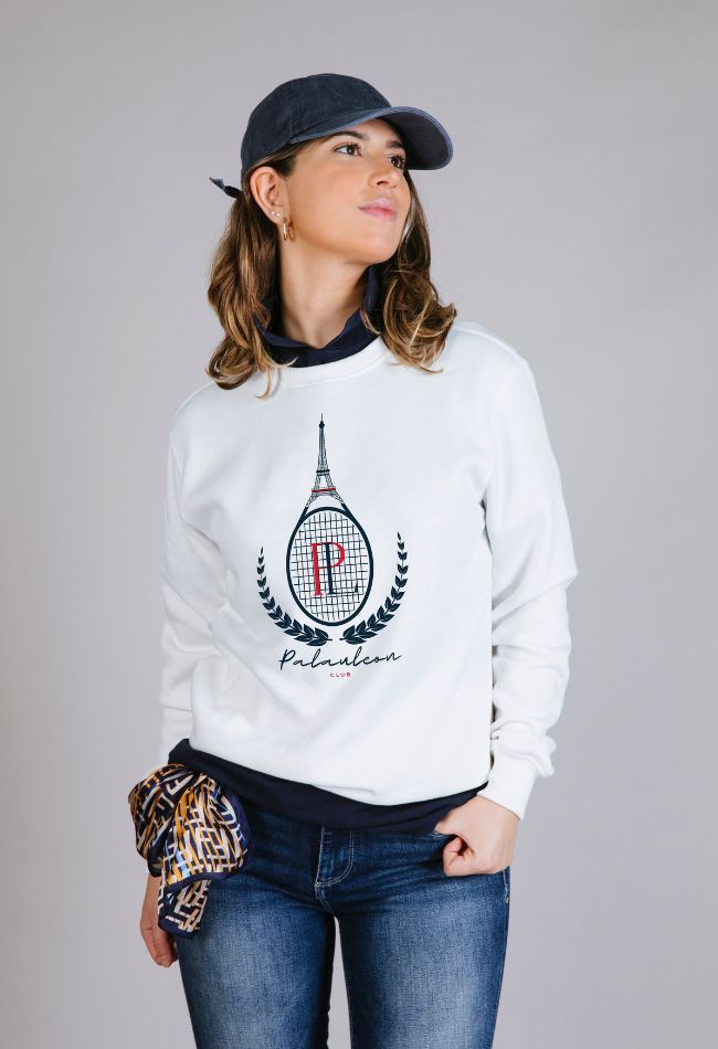 Sudadera para mujer color blanco Slam París Raqueta Tenis